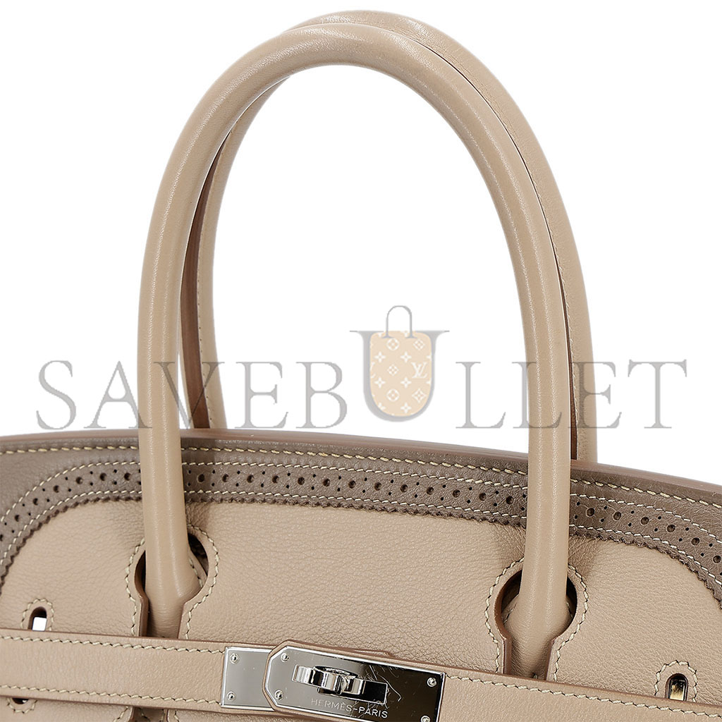 HERMÈS BIRKIN 30 SWIFT TRENCH COAT GREY AND ELEPHANT GREY SILVER BUCKLE 10021 (30*22*15cm)